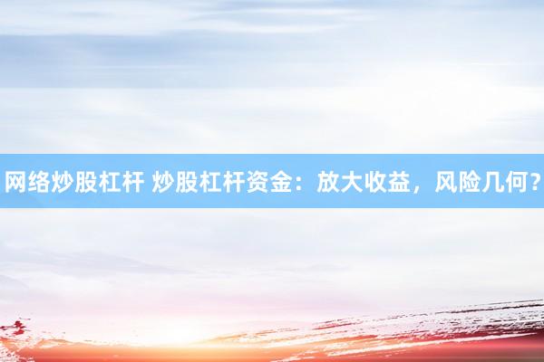 网络炒股杠杆 炒股杠杆资金：放大收益，风险几何？