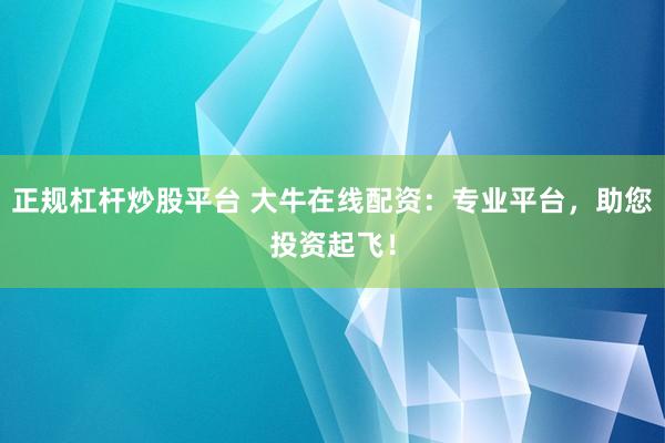 正规杠杆炒股平台 大牛在线配资：专业平台，助您投资起飞！