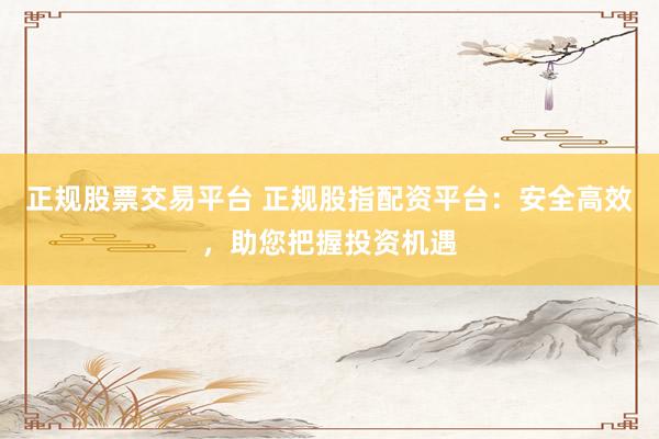 正规股票交易平台 正规股指配资平台：安全高效，助您把握投资机遇