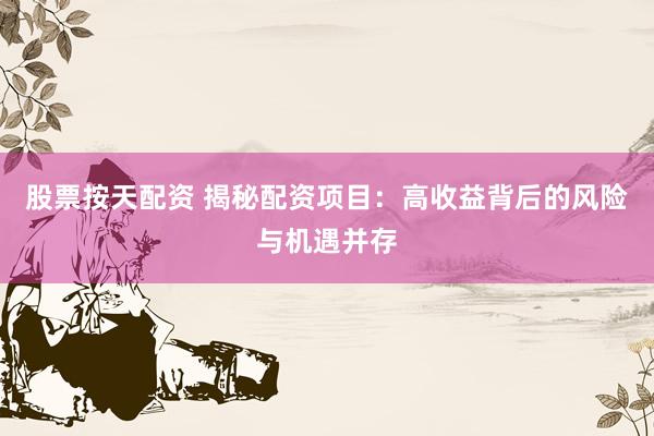 股票按天配资 揭秘配资项目：高收益背后的风险与机遇并存