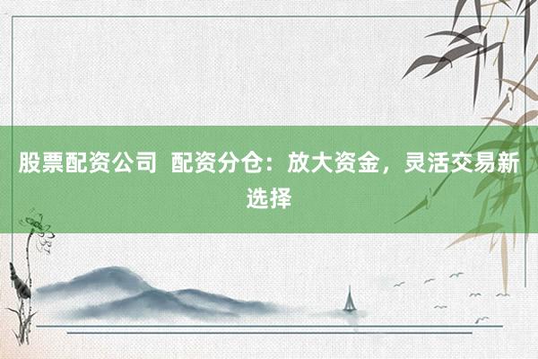 股票配资公司  配资分仓：放大资金，灵活交易新选择