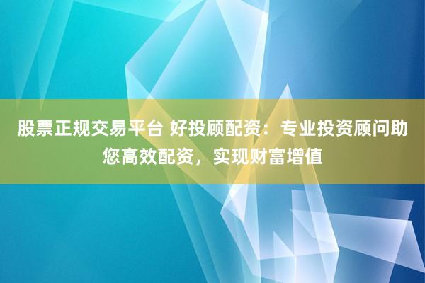 股票正规交易平台 好投顾配资：专业投资顾问助您高效配资，实现财富增值