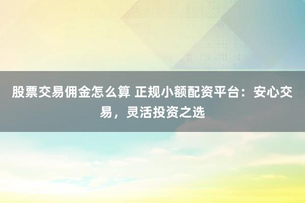 股票交易佣金怎么算 正规小额配资平台：安心交易，灵活投资之选