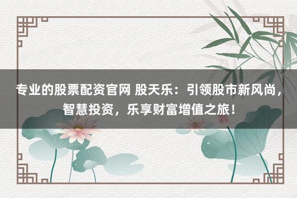 专业的股票配资官网 股天乐：引领股市新风尚，智慧投资，乐享财富增值之旅！