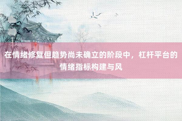 在情绪修复但趋势尚未确立的阶段中，杠杆平台的情绪指标构建与风