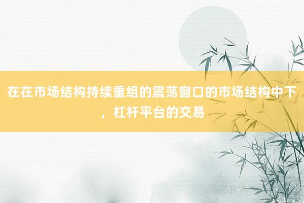 在在市场结构持续重组的震荡窗口的市场结构中下，杠杆平台的交易