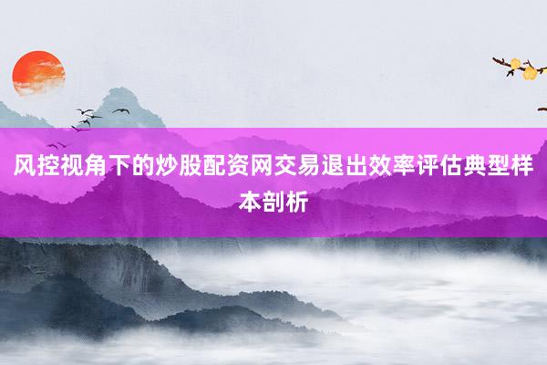 风控视角下的炒股配资网交易退出效率评估典型样本剖析