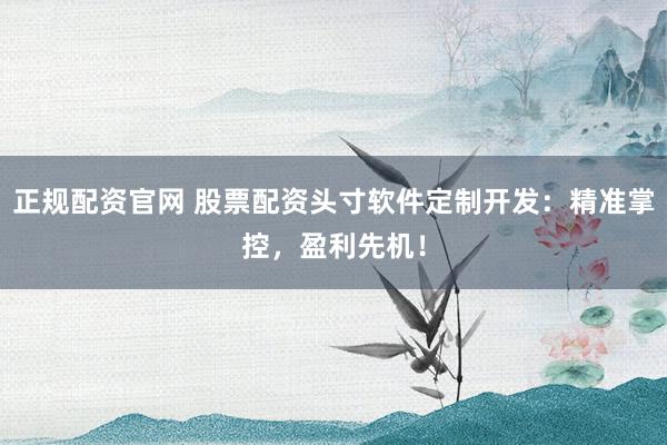正规配资官网 股票配资头寸软件定制开发：精准掌控，盈利先机！