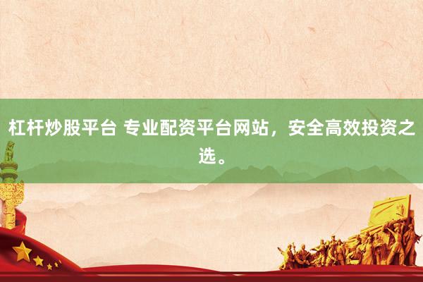 杠杆炒股平台 专业配资平台网站，安全高效投资之选。